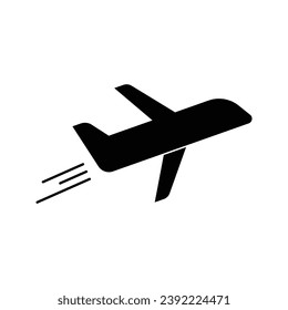 Airplane icon. Flat vector illustration in black on white background.