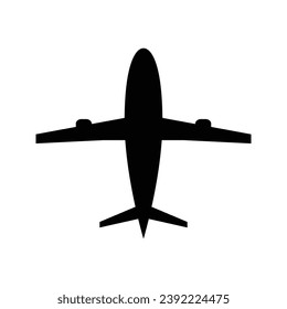 Airplane icon. Flat vector illustration in black on white background.