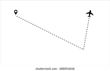 airplane icon flight,Airplane route  vector