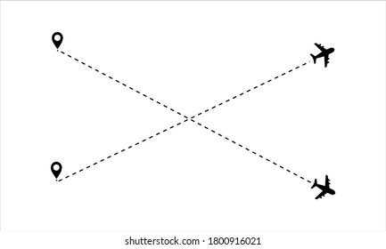 Flugzeug-Icon-Flug, Flugzeug-Streckenvektor