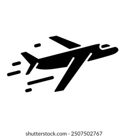 Airplane icon in glyph style. Icon about traveling