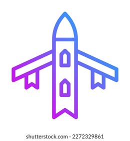 icono de avión gradiente estilo púrpura ilustración militar vector elemento de ejército y símbolo perfecto. Signo de icono de la colección moderna para la web.