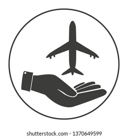 Airplane Icon in hand - vector icon