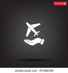 Airplane Icon in hand - vector icon