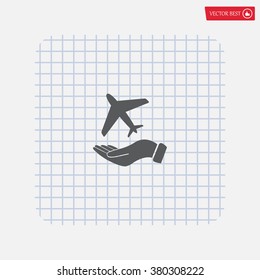 Airplane Icon in hand - vector icon