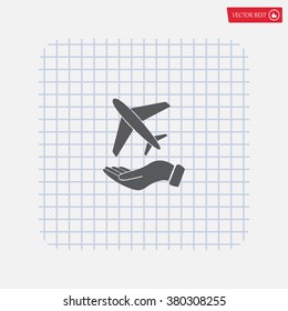 Airplane Icon in hand - vector icon
