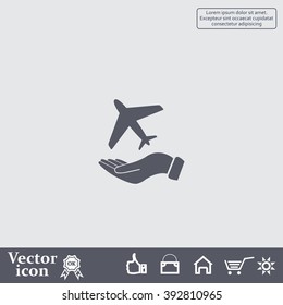 Airplane Icon in hand - vector icon