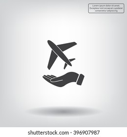 Airplane Icon in hand - vector icon