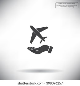 Airplane Icon in hand - vector icon