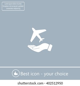 Airplane Icon in hand - vector icon