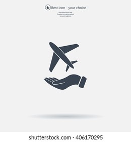 Airplane Icon in hand - vector icon
