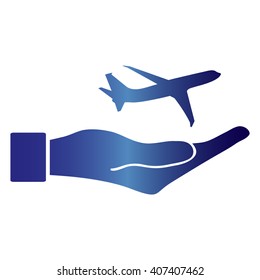 Airplane Icon in hand - vector icon