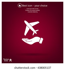 Airplane Icon in hand - vector icon