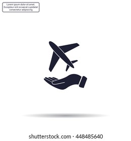 Airplane Icon in hand - vector icon