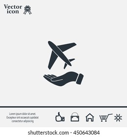 Airplane Icon in hand - vector icon