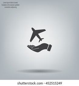 Airplane Icon in hand - vector icon