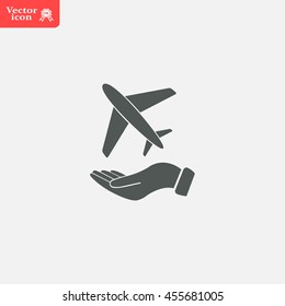 Airplane Icon in hand - vector icon