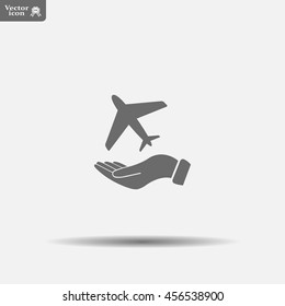 Airplane Icon in hand - vector icon