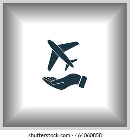 Airplane Icon in hand - vector icon
