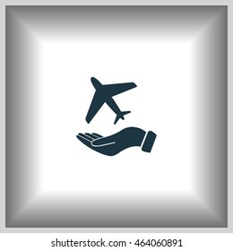 Airplane Icon in hand - vector icon