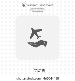 Airplane Icon in hand - vector icon