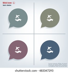 Airplane Icon in hand - vector icon
