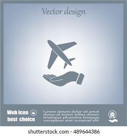 Airplane Icon in hand - vector icon