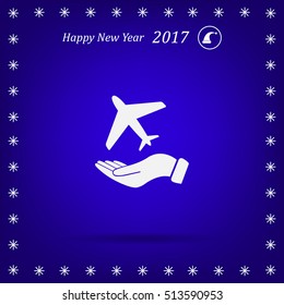 Airplane Icon in hand - vector icon