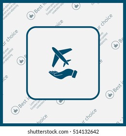 Airplane Icon in hand - vector icon