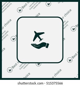 Airplane Icon in hand - vector icon