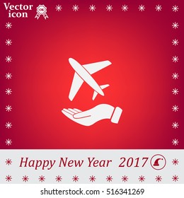 Airplane Icon in hand - vector icon