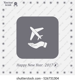 Airplane Icon in hand - vector icon