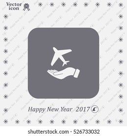 Airplane Icon in hand - vector icon