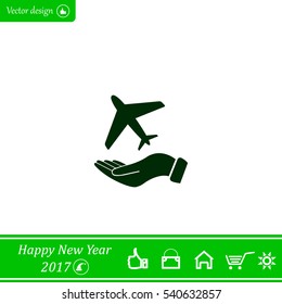 Airplane Icon in hand - vector icon