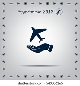 Airplane Icon in hand - vector icon