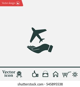 Airplane Icon in hand - vector icon