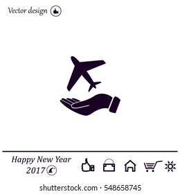 Airplane Icon in hand - vector icon