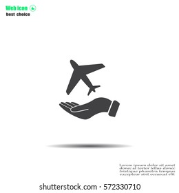 Airplane Icon in hand - vector icon