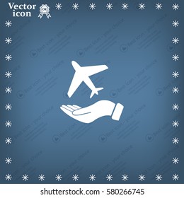 Airplane Icon in hand - vector icon