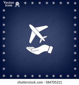 Airplane Icon in hand - vector icon