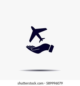 Airplane Icon in hand - vector icon