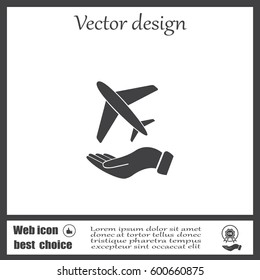 Airplane Icon in hand - vector icon