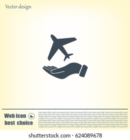 Airplane Icon in hand - vector icon
