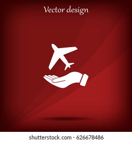 Airplane Icon in hand - vector icon