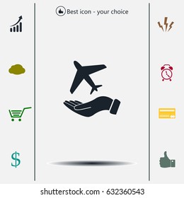 Airplane Icon in hand - vector icon