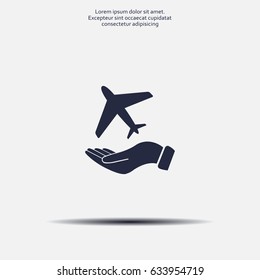 Airplane Icon in hand - vector icon