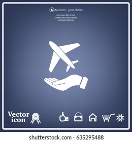 Airplane Icon in hand - vector icon