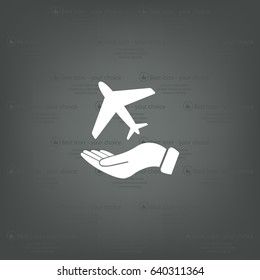 Airplane Icon in hand - vector icon