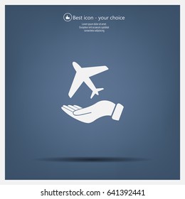 Airplane Icon in hand - vector icon