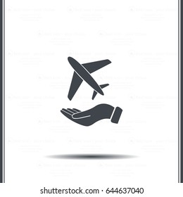 Airplane Icon in hand - vector icon